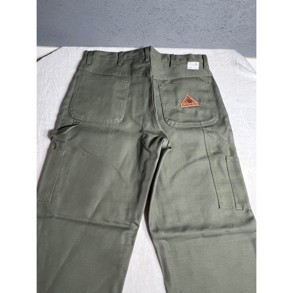 Bulwark FR Mens Olive Green Flame Resistant Cargo Work Pants PLJ8OL6 W36 L37U